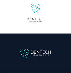 Wall Mural - Tooth Dentist Dental Tech Logo Design Template . Abstract Teeth Dental Care Logo Stock Vector . Dental Teeth Digital Logo	