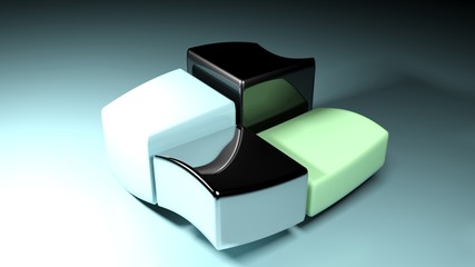 Poster - Abstract plastic and metallic waving cubes - 3D rendering illustration