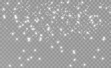 Fototapete -  Snowfall. A lot of snow on a transparent background. Christmas winter background. Snowflakes falling from the sky.