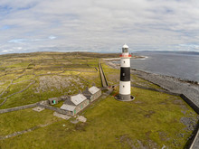 Lighthouse, Rocky Beach And Farms  In Inisheer Island