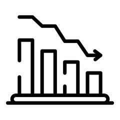 Poster - Lower money graph icon. Outline lower money graph vector icon for web design isolated on white background