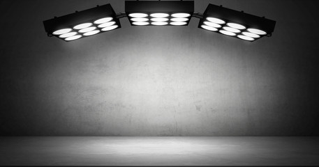 Wall Mural - empty concrete wall background with spotlight floor for product placement and presentation