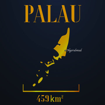 Palau golden solid country outline silhouette, realistic piece of world map template, for infographic, vector illustration, isolated object, background. From all countries set 