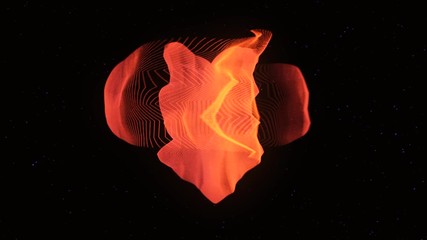 Aufkleber - Abstract animation of social like icon decaying into multicolored moving particles on black background. Animation. Technology, social media and internet backdrop.