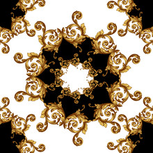 Gold Baroque Hand Draw Antique Style Seamless Pattern