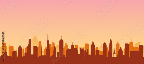 Cuadros en Lienzo Cityscape silhouette urban illustration