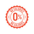 Zero calorie low sugar icon. Zero percent calorie stamp diet symbol