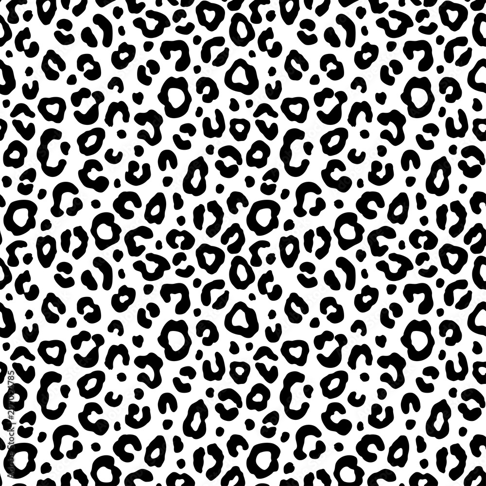 Black and white leopard seamless pattern. Fashion stylish vector texture. - obrazy, fototapety, plakaty 
