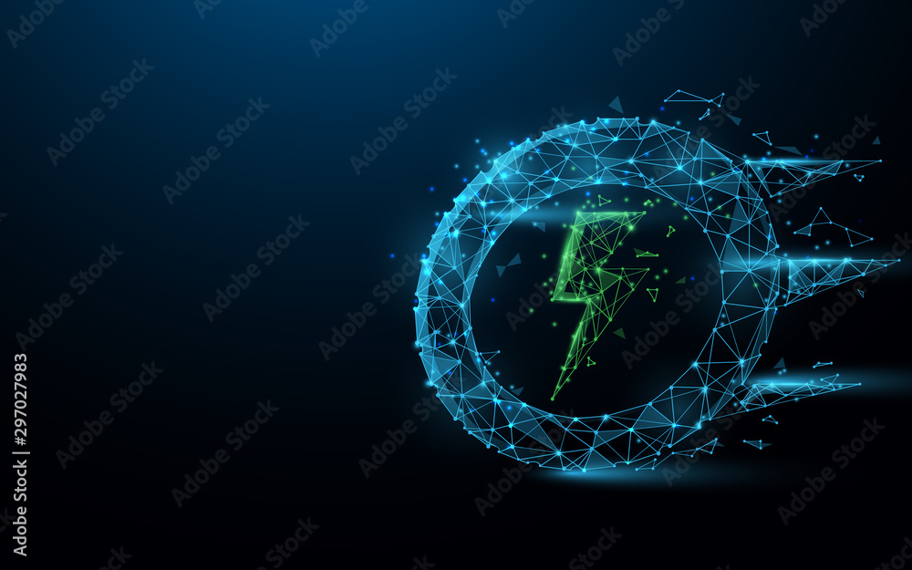 Ev Triangles Electric car (EV) sign and symbol icon from lines, triangles and ...