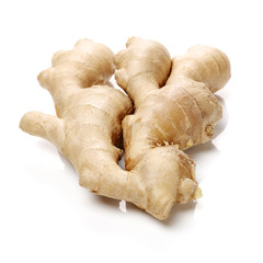 fresh ginger on white background 