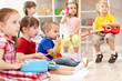 © Oksana Kuzmina - Group of preschooler children with toys on music lesson at kindergarten
