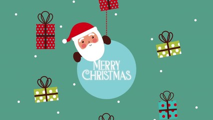 Sticker - happy merry christmas card with santa claus