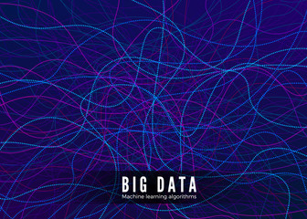 Poster - Big Data Visualisation. Machine Learning and Algorithm Concept. Abstract Technology Background. Music Waves Composition. Vector