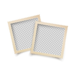 Poster - Old Square Photo Frame with Ornamental Border. Retro Photo Blank Template with Shadow Isolated on White Background. Vector illustration