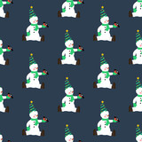 Fototapeta Pokój dzieciecy - Snowman in christmas costume seamless pattern