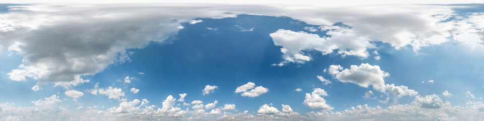 Wall Mural - seamless cloudy blue sky hdri panorama 360 degrees angle view with beautiful clouds with zenith for 