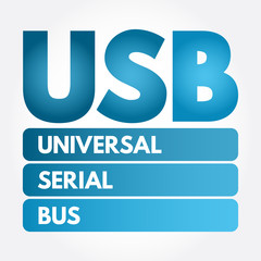 Aufkleber - USB - Universal Serial Bus acronym, technology concept background