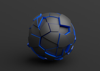 Poster - Abstract 3d render, cracked sphere, modern graphic design
