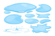 Water puddle set vector isolated. Blue autumn natural liquid