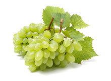 Green Grapes On White Background