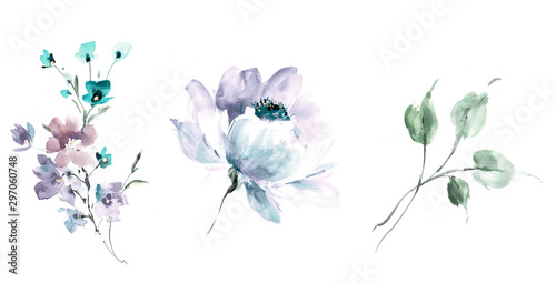 Fotomural Flowers watercolor illustration