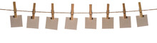 Set Of Blank Notes Held On String Isolated