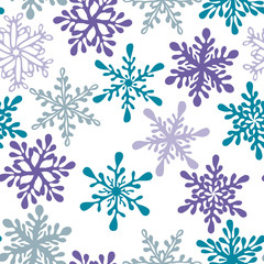 Poster - Vector Seamless Pattern with winter snowflakes