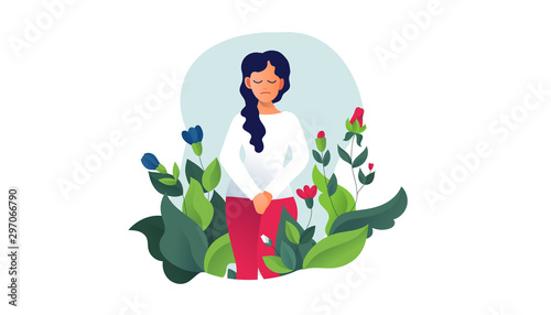 Fotomural Urinary incontinence, cystitis, involuntary urination woman vector illustration