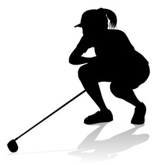 Sticker - A female golfer sports person playing golf