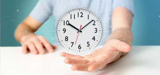 Poster - Man holding a clock timer 3d rendering