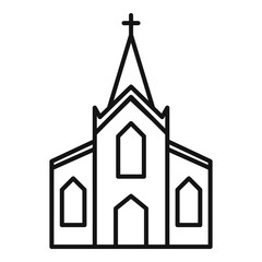 Sticker - Wood church icon. Outline wood church vector icon for web design isolated on white background