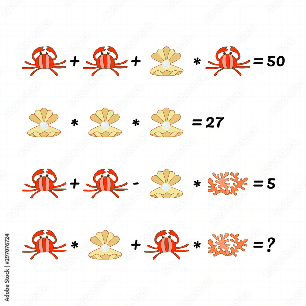 Mathematics educational game for children. System of equations ...