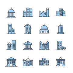 Aufkleber - building set icon symbol template color editable. government buildings pack logo vector illustration