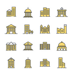 Aufkleber - building set icon symbol template color editable. government buildings pack logo vector illustration