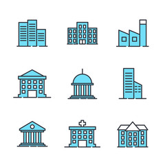 Aufkleber - building set icon symbol template color editable. government buildings pack logo vector illustration