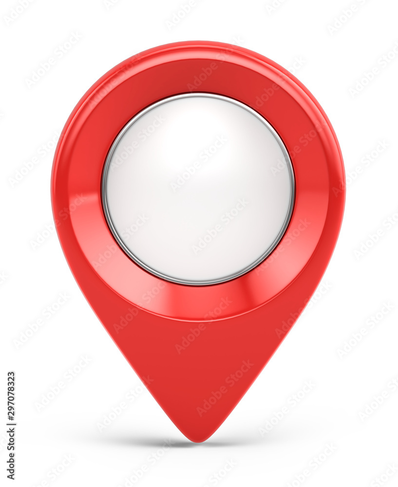 Red glossy map pointer - 3d location icon isolated on white. 3d ...
