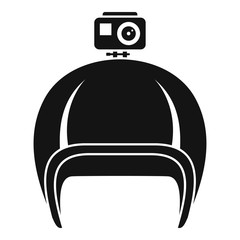 Poster - Action camera helmet icon. Simple illustration of action camera helmet vector icon for web design isolated on white background