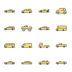 Aufkleber - simple car set icon template color editable. car pack symbol vector sign isolated on white background illustration for graphic and web design.