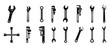 Wrench key icons set. Simple set of wrench key vector icons for web design on white background
