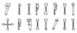 Garage wrench icons set. Outline set of garage wrench vector icons for web design isolated on white background