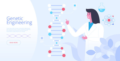 Poster - Genetic engineering landing page vector template