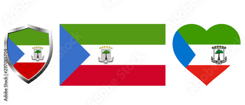 Cuadros en Lienzo Set of Equatorial Guinea flag on isolated background vector illustration