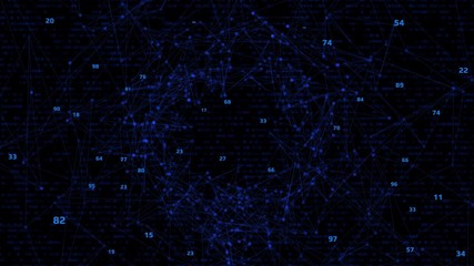 Aufkleber - Big Data 4K Footage Plexus Shape Connection Digital Dot Communication Transfer Background. Decimal Digit Code With Hi Technology Geometric Swirl Display Information.