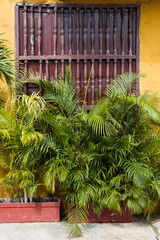 Canvas Print - Typical Latin American colonial window in Cartagena, Colombia