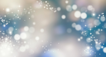 Blue background blur, holiday wallpaper. Shiny festive illustration