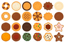 Illustration On Theme Big Set Different Biscuit, Kit Colorful Pastry Cookie