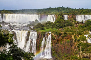 Canvas Print -  Powerful two-stage waterfall