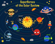 © Hanna - poster with superheroes of the solar system - vector illustration, eps