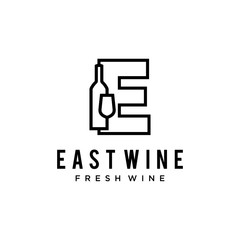 Wall Mural - The Wine drink with initial E logo design template Vector illustration 