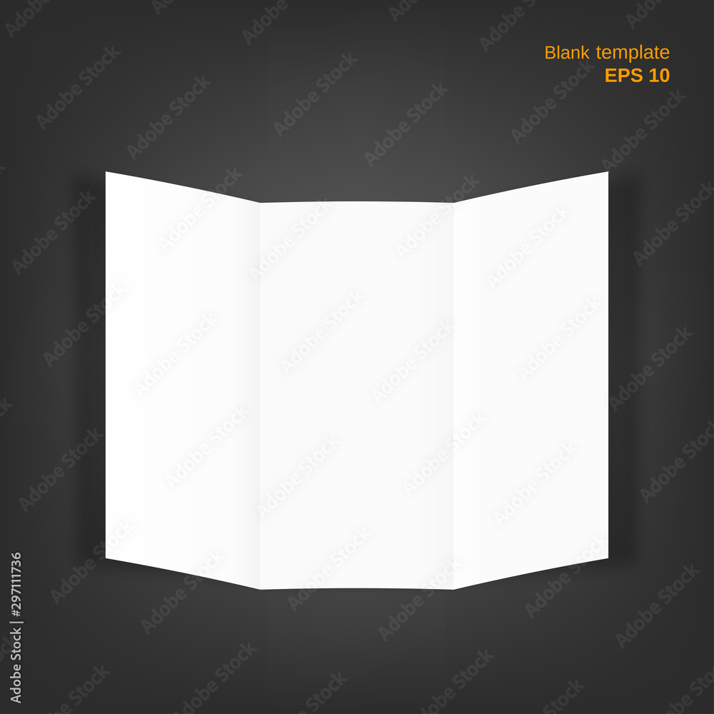 Vector illustration of trifold paper sheet with fold corners and shadow ...